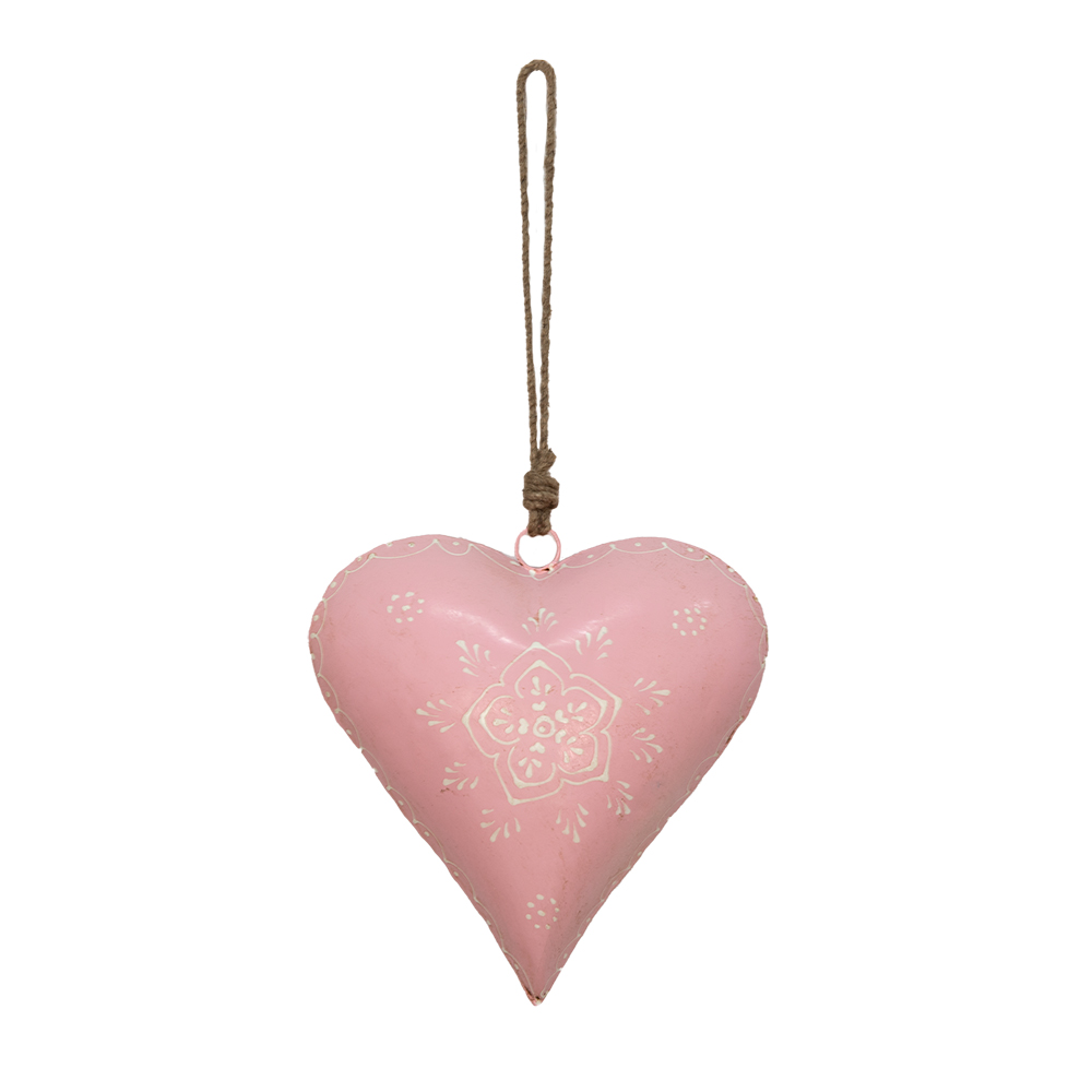 Clayre & Eef   | Decoratie hanger Hart Roze 20x6x20 cm | 6Y4814L