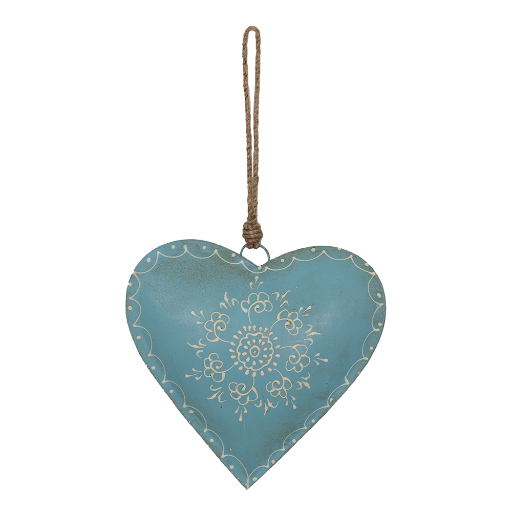 Clayre & Eef   | Decoratie hanger Hart Blauw 20x1x20 cm | 6Y4815L