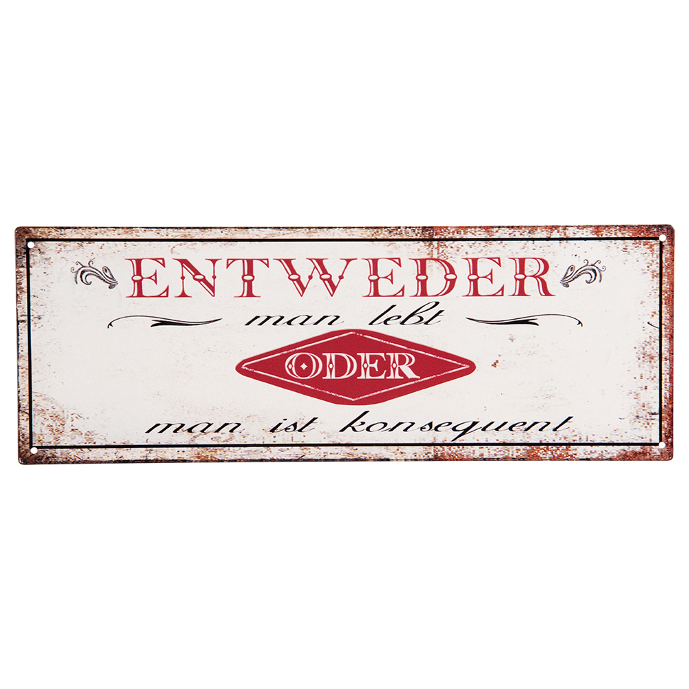 Clayre & Eef   | Tekstbord Wit, Rood 36x1x13 cm | 6Y4929