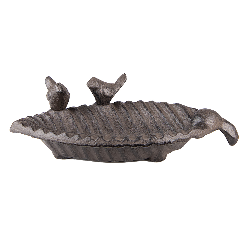 Clayre & Eef   | Vogelbad Blad Bruin 19x10x5 cm | 6Y5286