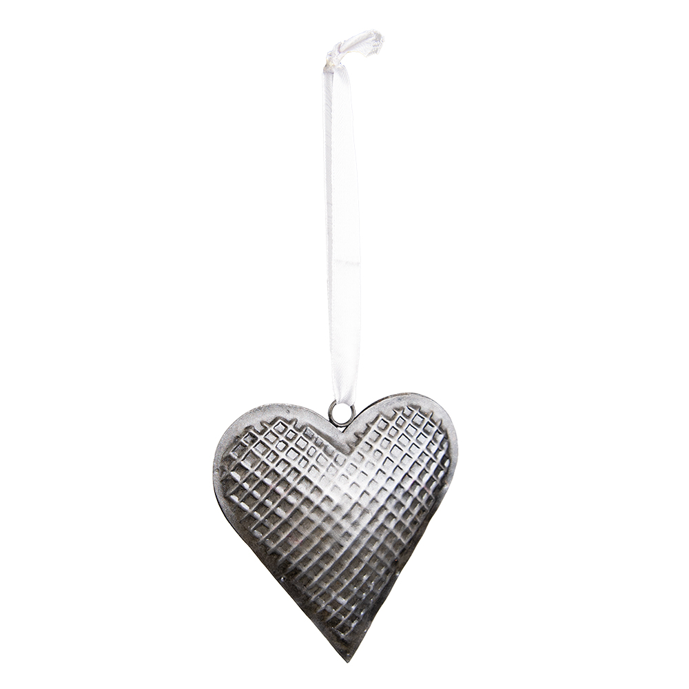 Clayre & Eef   | Decoratie hanger hart Grijs 10x2x10 cm | 6Y5387M