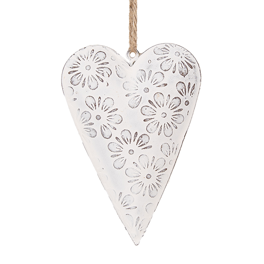 Clayre & Eef   | Decoratie hanger hart Wit 11x2x8 cm | 6Y5566S