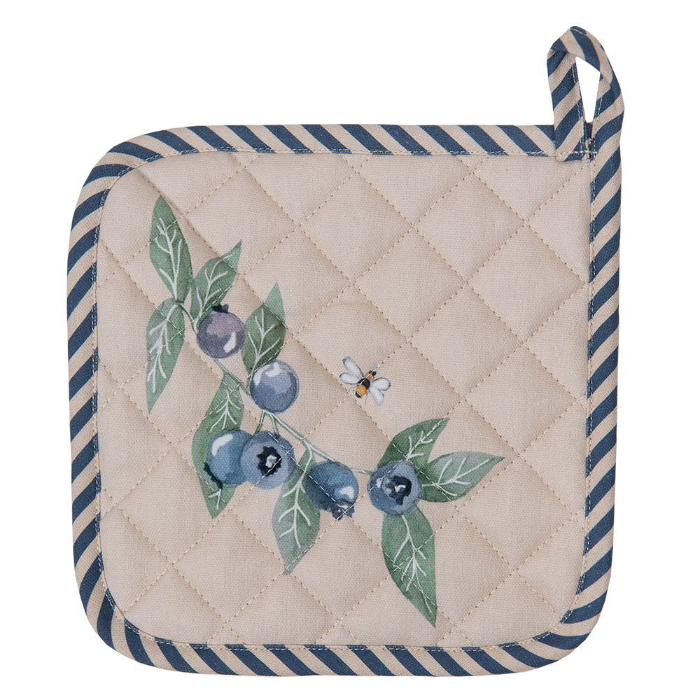 Clayre & Eef   | Pannenlap Beige, Blauw 20x20 cm | BBF45