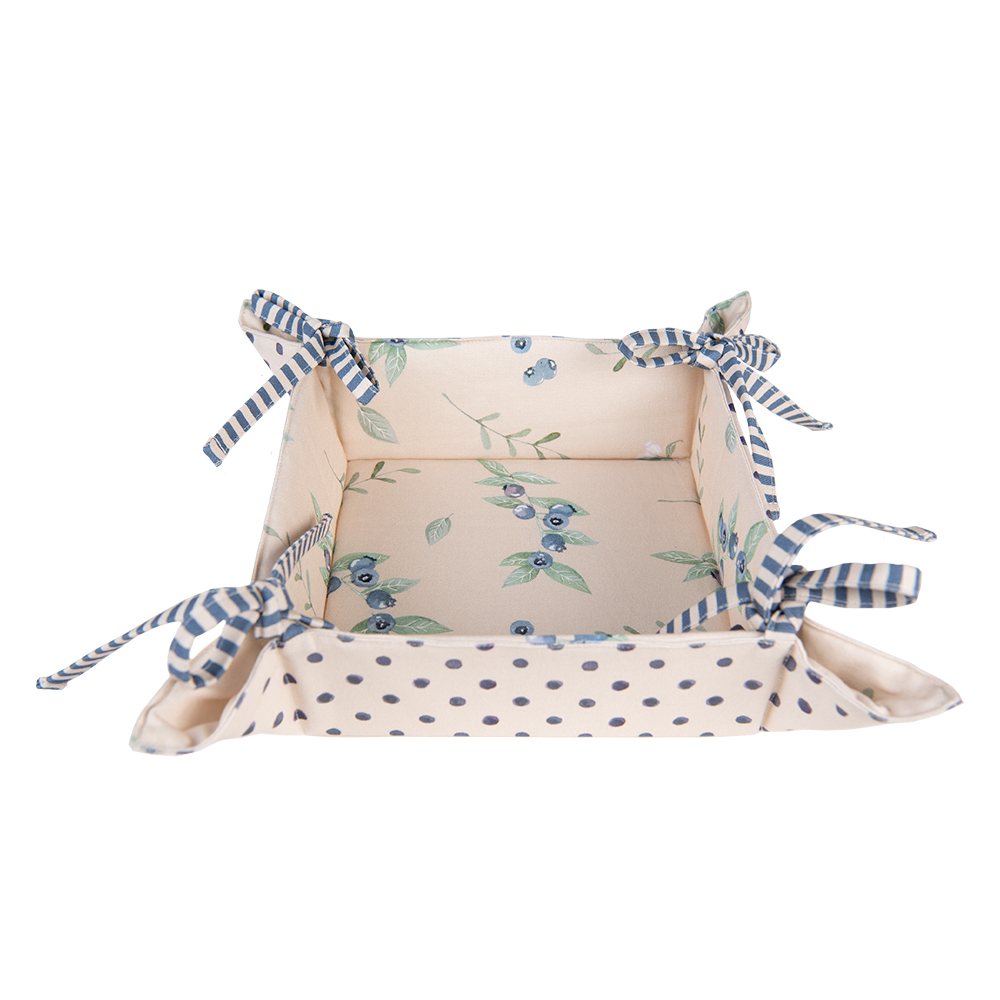 Clayre & Eef   | Broodmand Beige, Blauw, Groen 35x35x8 cm | BBF47