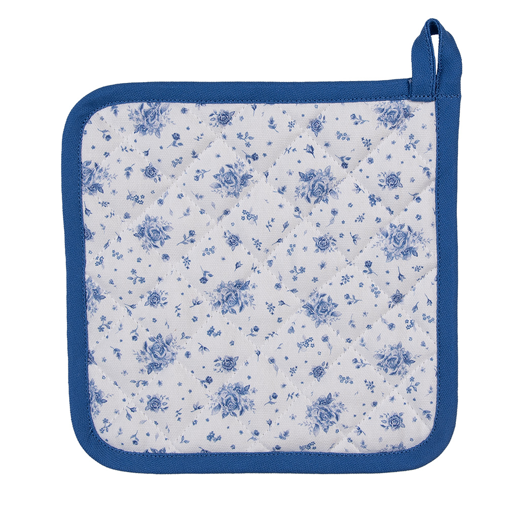 Clayre & Eef   | Pannenlap Beige, Blauw 20x20 cm | BRB45