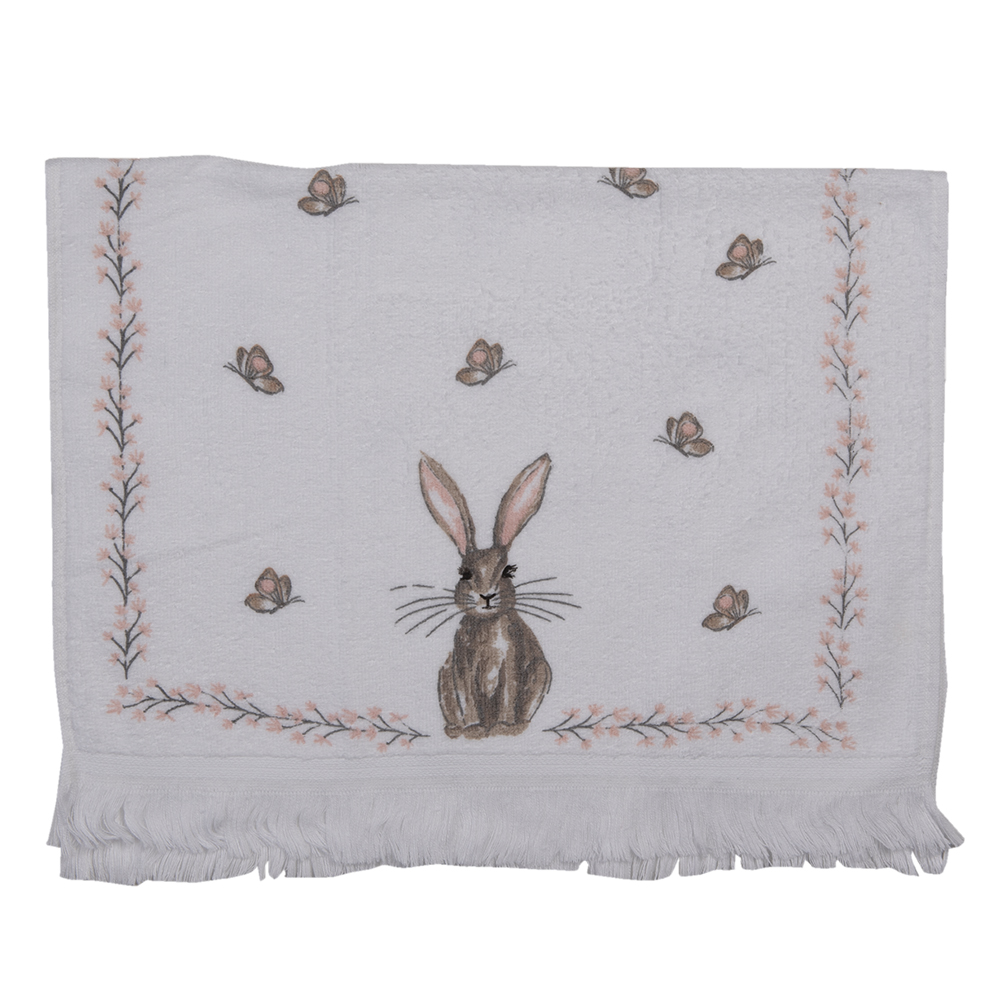 Clayre & Eef   | Gastendoekje Wit, Roze, Beige 40x66 cm | CTREB1