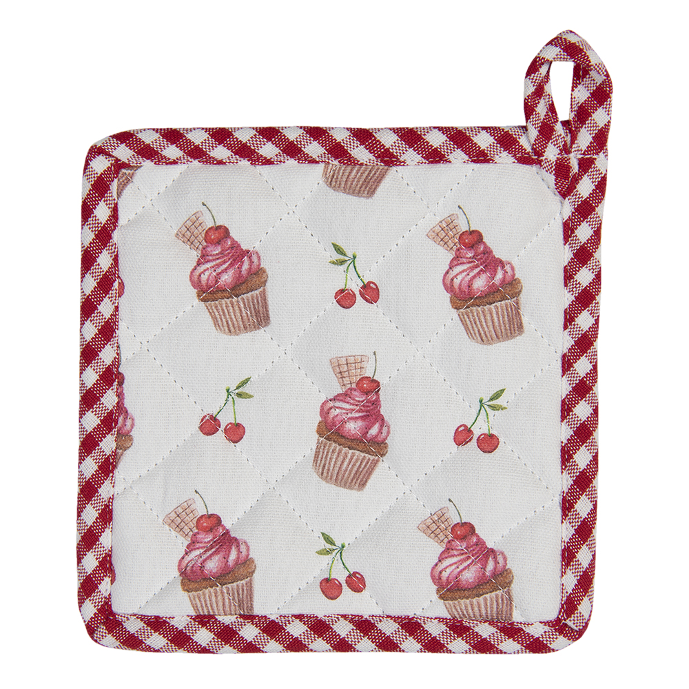 Clayre & Eef   | Kind Pannenlap Rood, Roze 16x16 cm | CUP45K