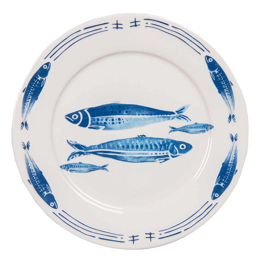 Clayre & Eef   | Servies Dinerbord Wit Blauw ø 26x2 cm | FIBFP