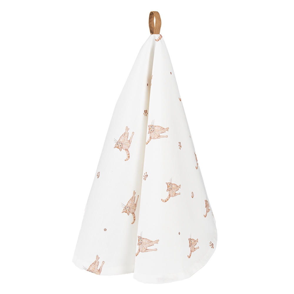 Clayre & Eef   | Theedoek Beige Bruin ø 80 cm | KCS48