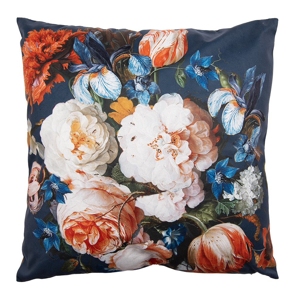 Clayre & Eef   | Sierkussen Blauw Oranje 45x45 cm | KT021.307