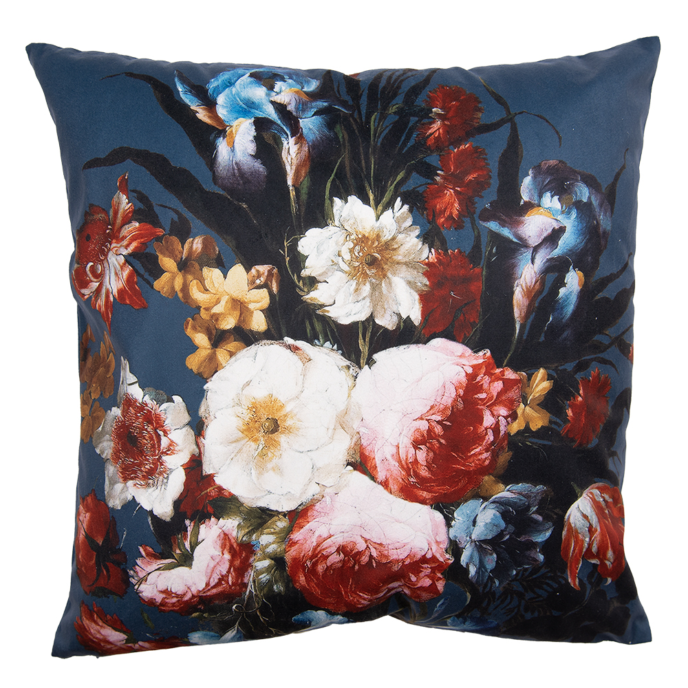 Clayre & Eef   | Kussenhoes Blauw Rood 45x45 cm | KT021.308