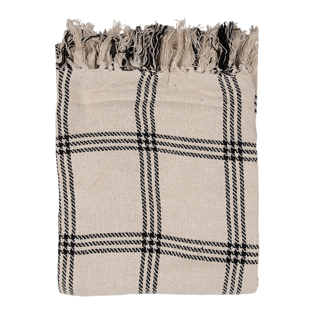 Clayre & Eef   | Plaid Beige, Zwart 125x150 cm | KT060.134