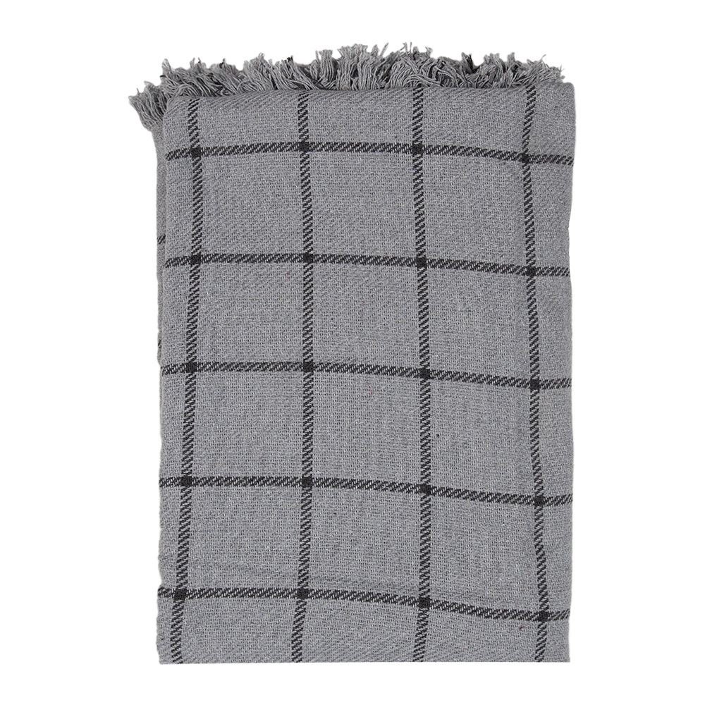 Clayre & Eef   | Plaid Grijs Zwart 125x150 cm | KT060.136