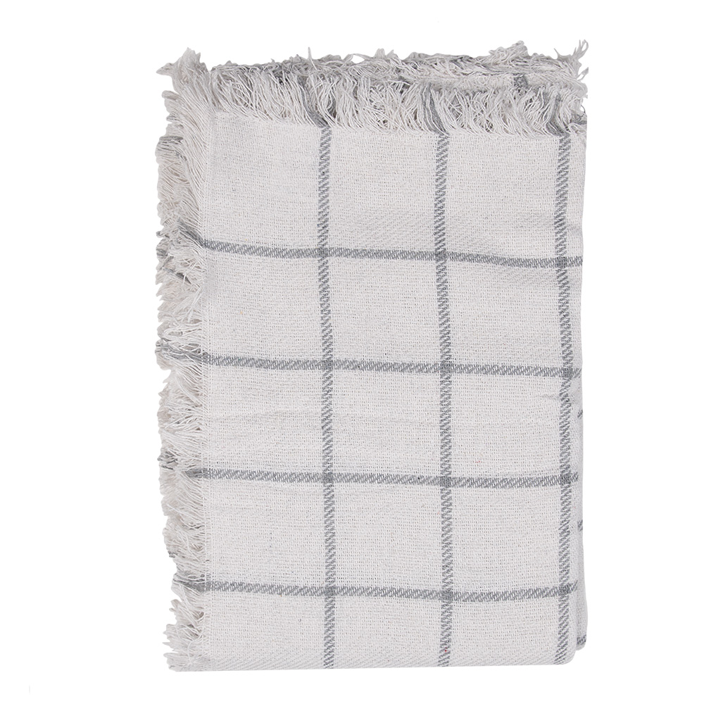 Clayre & Eef   | Plaid Wit, Grijs 125x150 cm | KT060.137