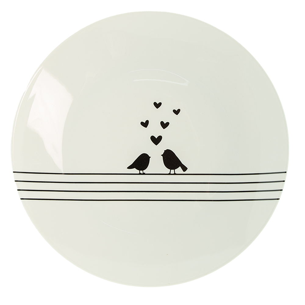 Clayre & Eef   | Servies Dinerbord Wit, Zwart ø 26x2 cm | LBSFP