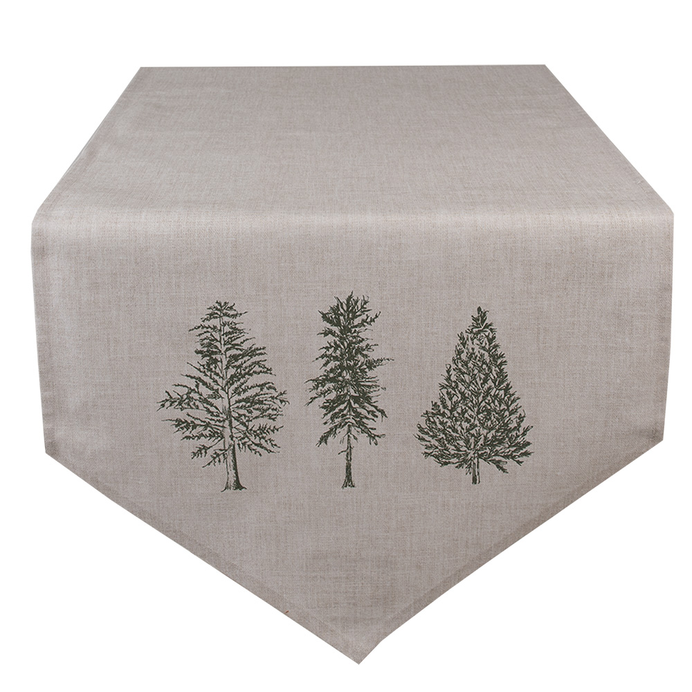 Clayre & Eef   | Tafelloper Beige Groen 50x160 cm | NPT65