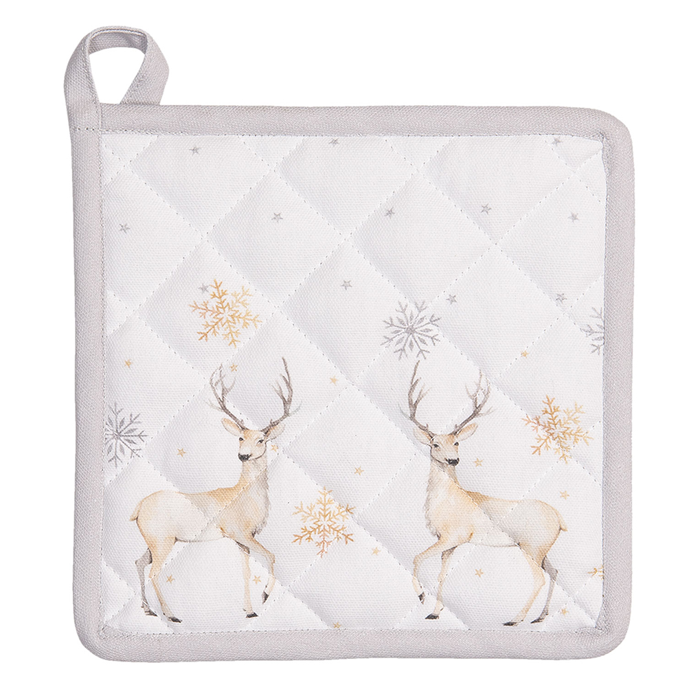 Clayre & Eef   | Pannenlap Wit Beige 20x20 cm | PCH45