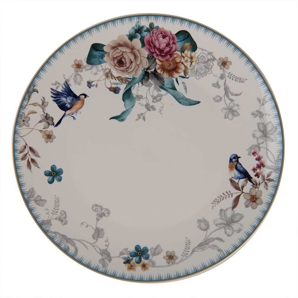 Clayre & Eef   | Servies Dinerbord Wit ø 26x2 cm | PIRFP