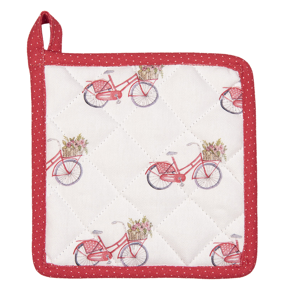 Clayre & Eef   | Pannenlap Kind Wit, Rood 16x16 cm | RBC45K