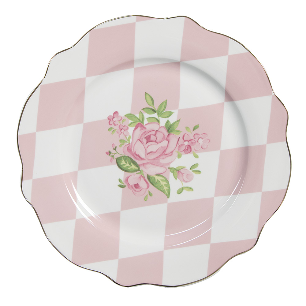 Clayre & Eef   | Servies Ontbijtbord Roze ø 20x2 cm | SWRDP