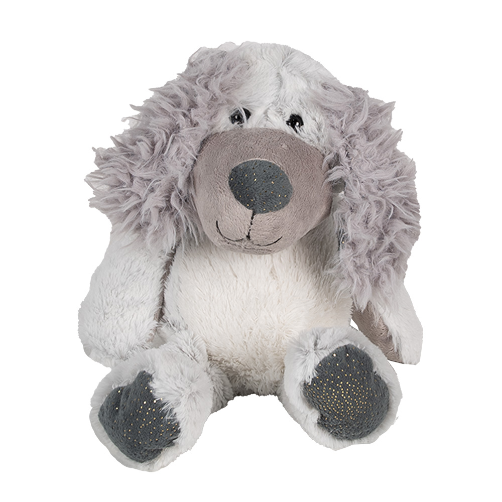 Clayre & Eef   | Decoratie Knuffel Hond Grijs Wit 18x22x32 cm | TW0592