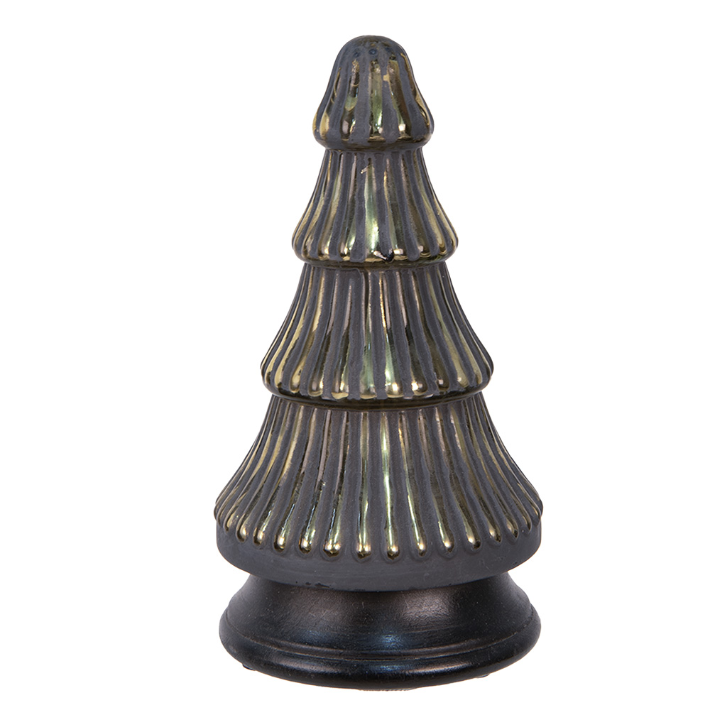 Clayre & Eef   | Kerstdecoratie Kerstboom Goudkleurig Grijs ø 14x25 cm | 65382