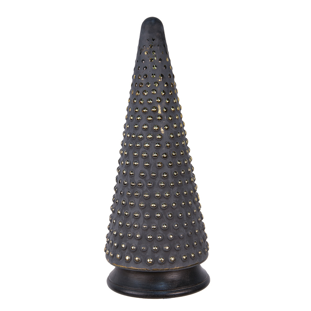 Clayre & Eef   | Kerstdecoratie Kerstboom Goudkleurig Grijs ø 17x42 cm | 65385