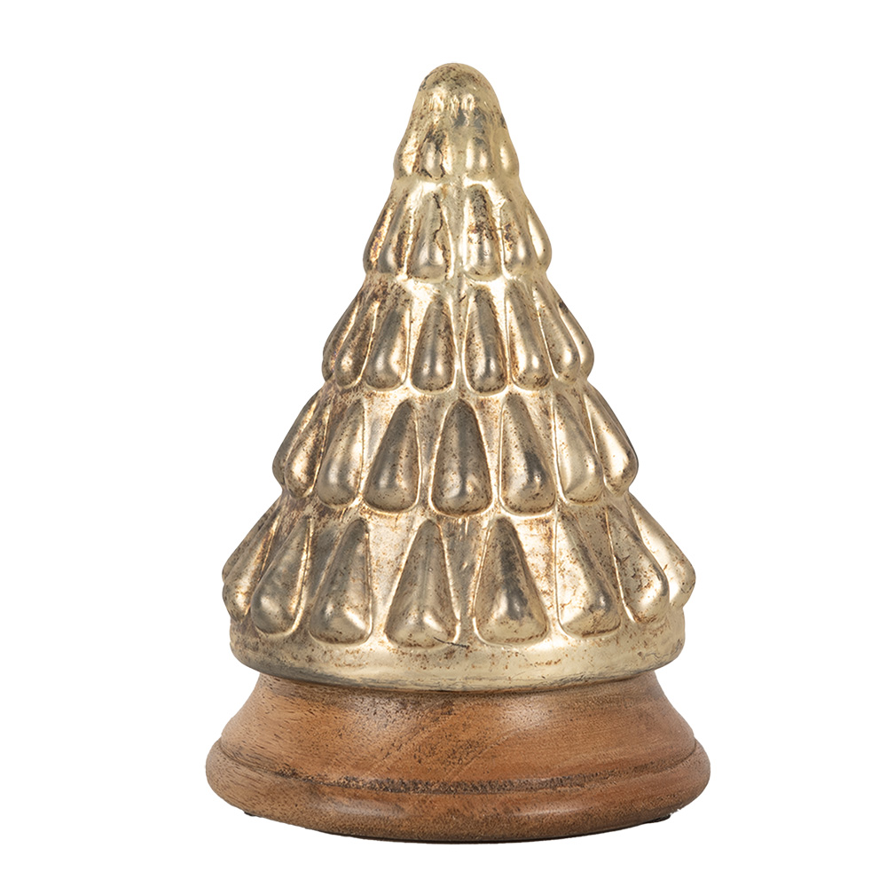 Clayre & Eef   | Kerstdecoratie Kerstboom Goudkleurig ø 13x19 cm | 65388