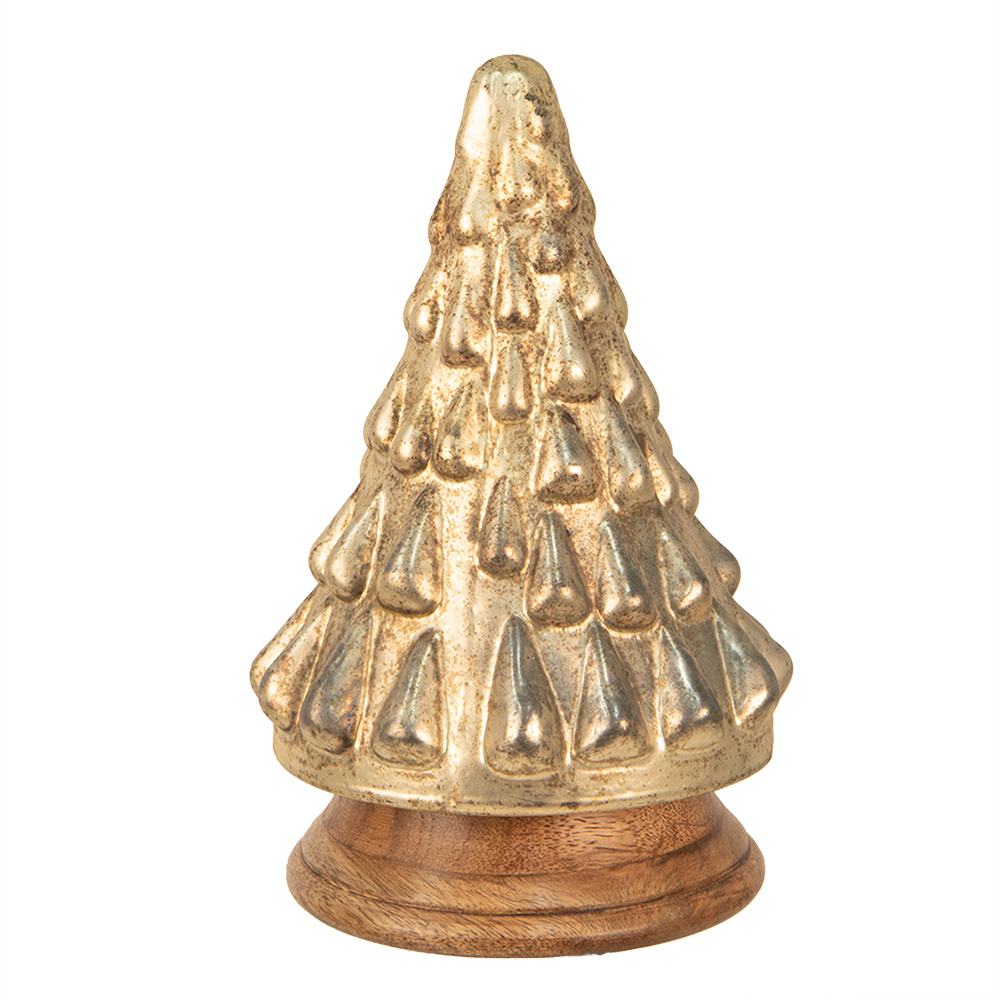 Clayre & Eef   | Kerstdecoratie Kerstboom Goudkleurig ø 14x23 cm | 65389