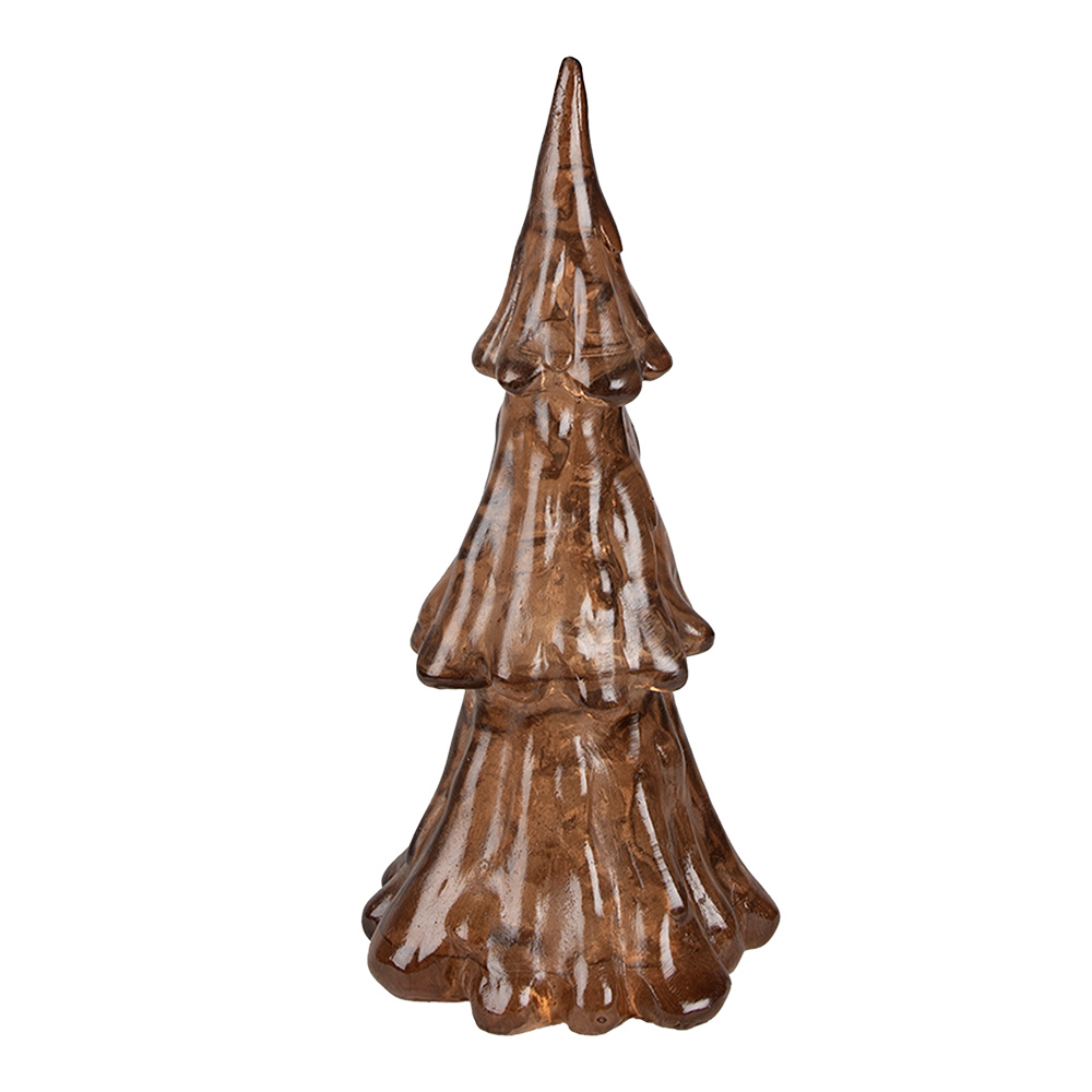 Clayre & Eef   | Kerstdecoratie Kerstboom met LED Bruin ø 12x24 cm / 3xAAA | 6PR4364