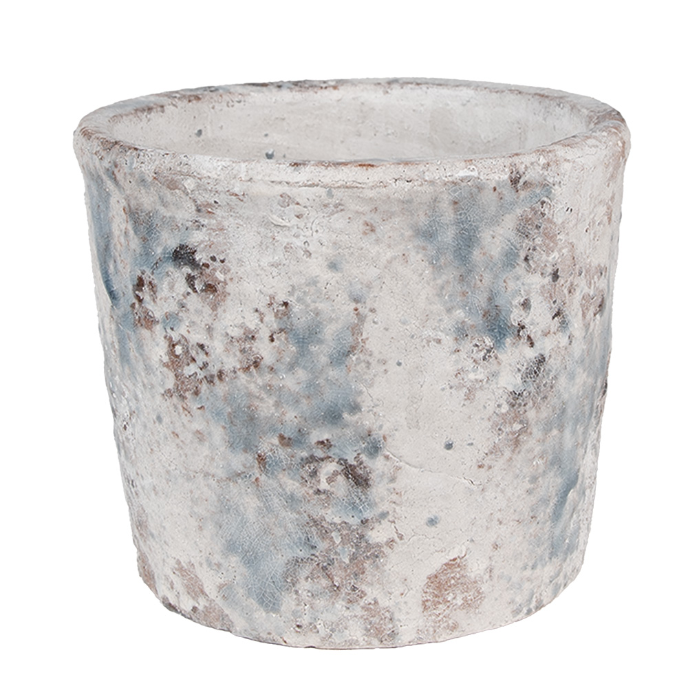 Clayre & Eef   | Bloempot Binnen Wit Blauw ø 18x15 cm | 6TE0520L