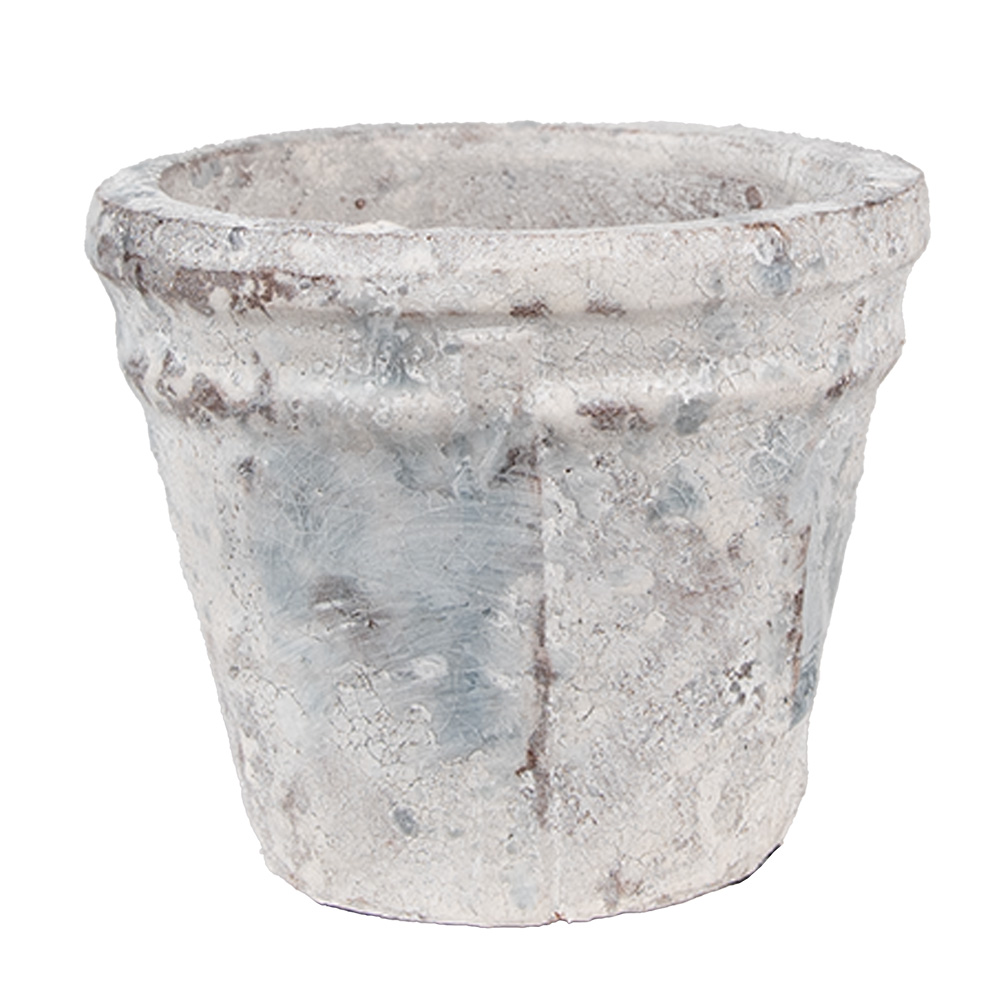 Clayre & Eef   | Bloempot Binnen Wit  Blauw ø 10x8 cm | 6TE0520S