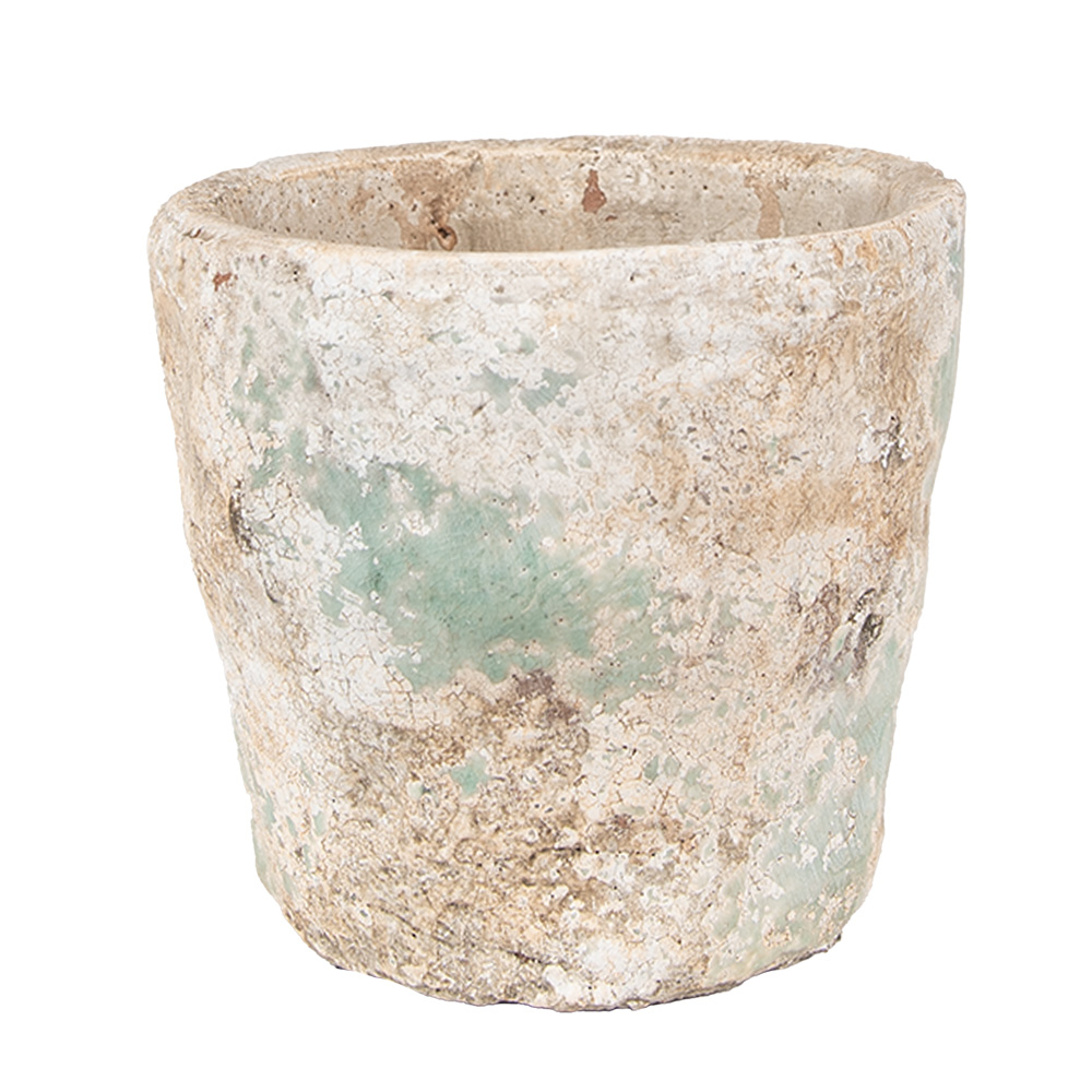 Clayre & Eef   | Bloempot Binnen Beige Groen ø 11x11 cm | 6TE0531S