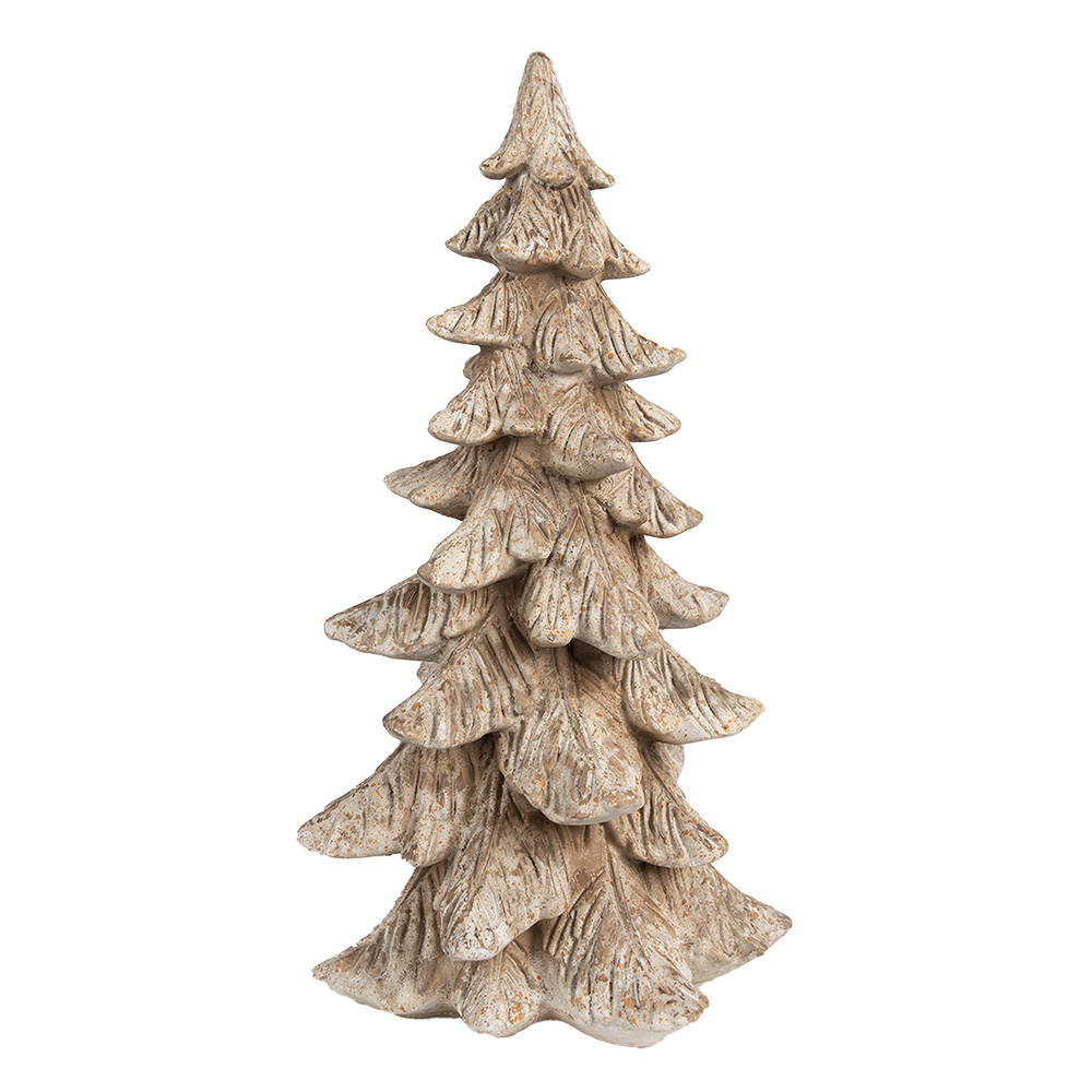 Clayre & Eef   | Kerstdecoratie Kerstboom Bruin Wit 19x19x39 cm | 6PR4161