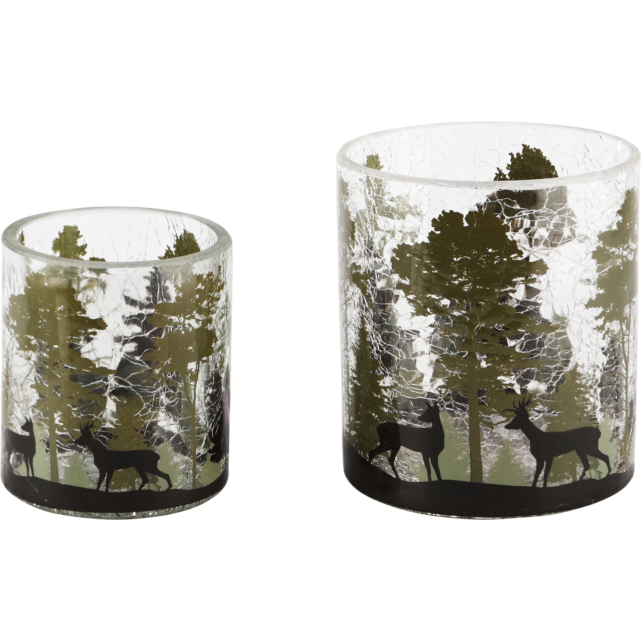 Dekoratief | Set 2 theelichthouders 'Dark Forest', glas, 9x9x10cm | A245073