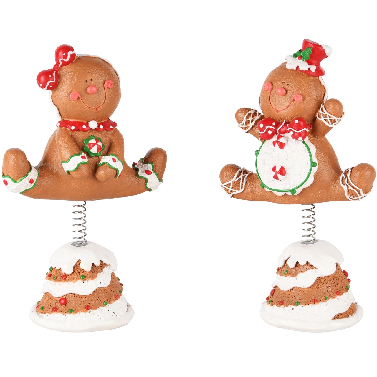 Dekoratief | Cookie op springveer, resina, 10x6x16cm, set van 2 stuks | A245251