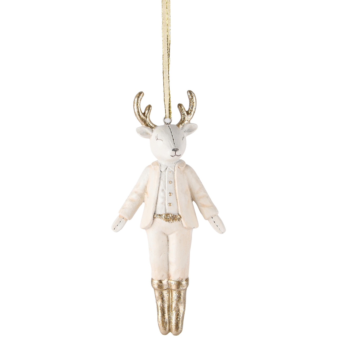 Dekoratief | Hanger rendierjongen, wit/goud, resina, 3x1x12cm | A245408