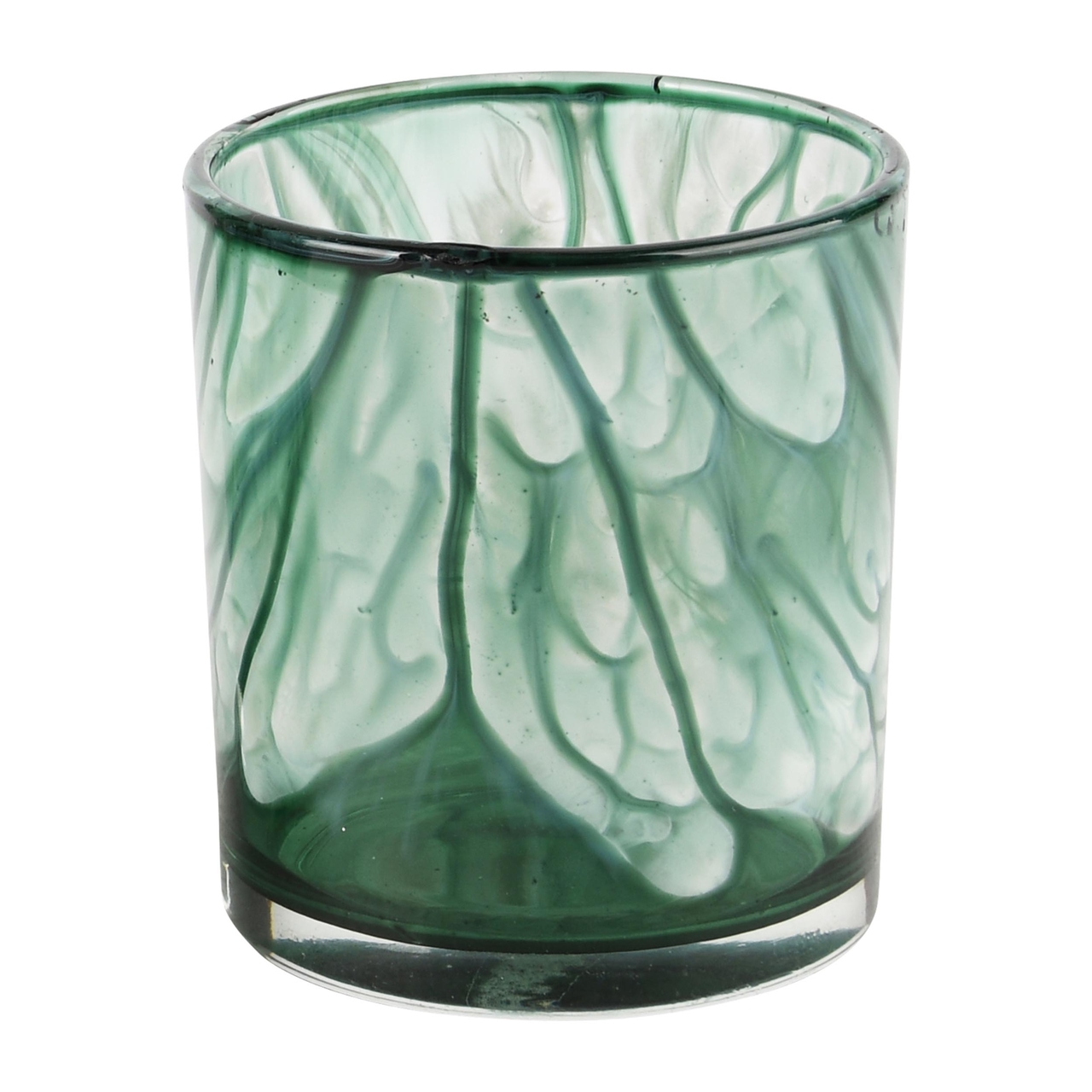 Dekoratief | Theelichthouder 'Green Smudge', glas, 7x7x8cm | A245577