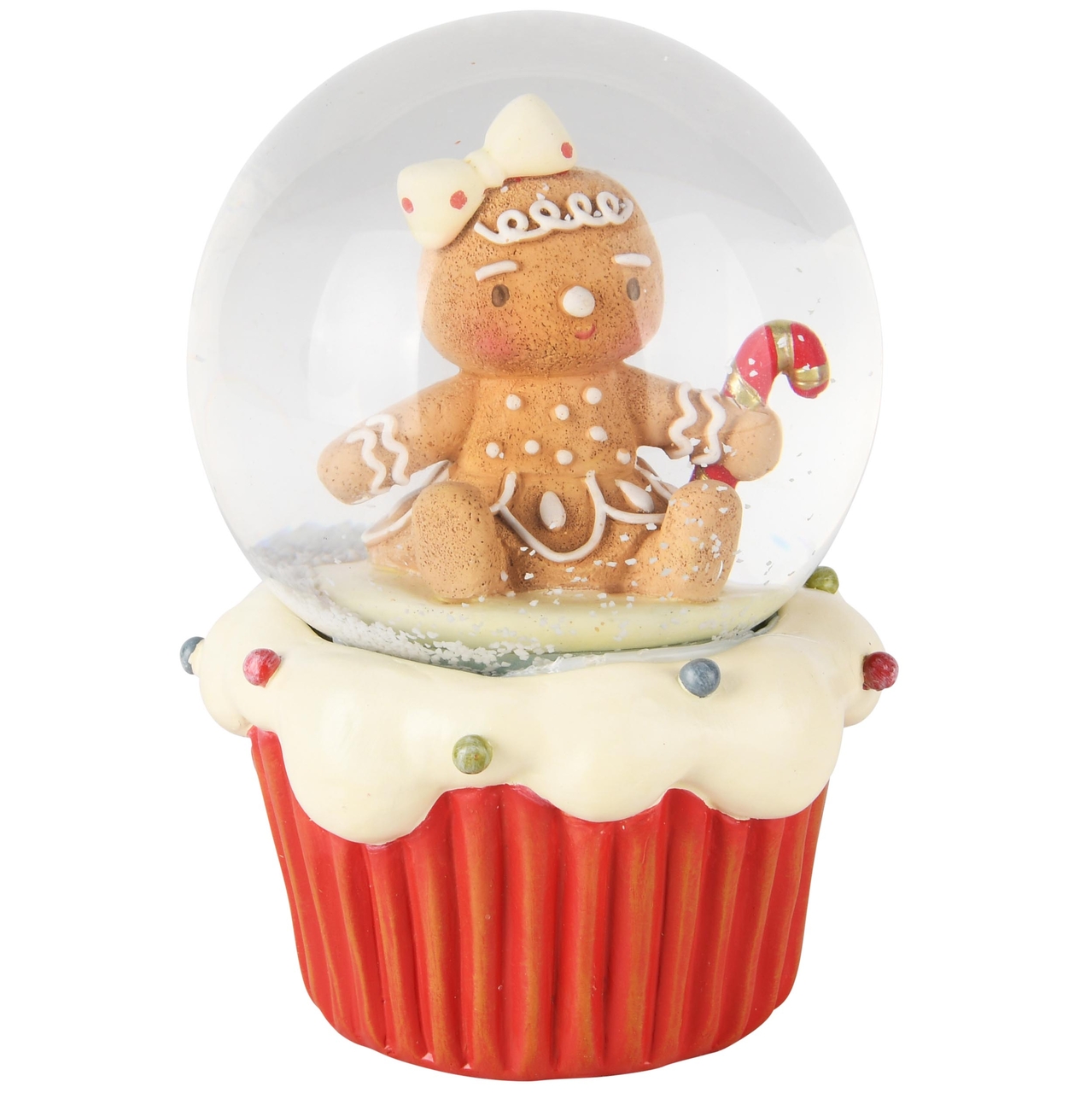 Dekoratief | Waterbol cupcake m/cookie, rood, resina/glas, 10x10x15cm | A245635