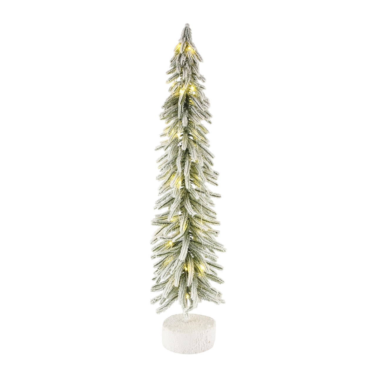 Dekoratief | Deco boompje m/sneeuw, groen/wit, pvc, LED, 18x18x53cm | A245853