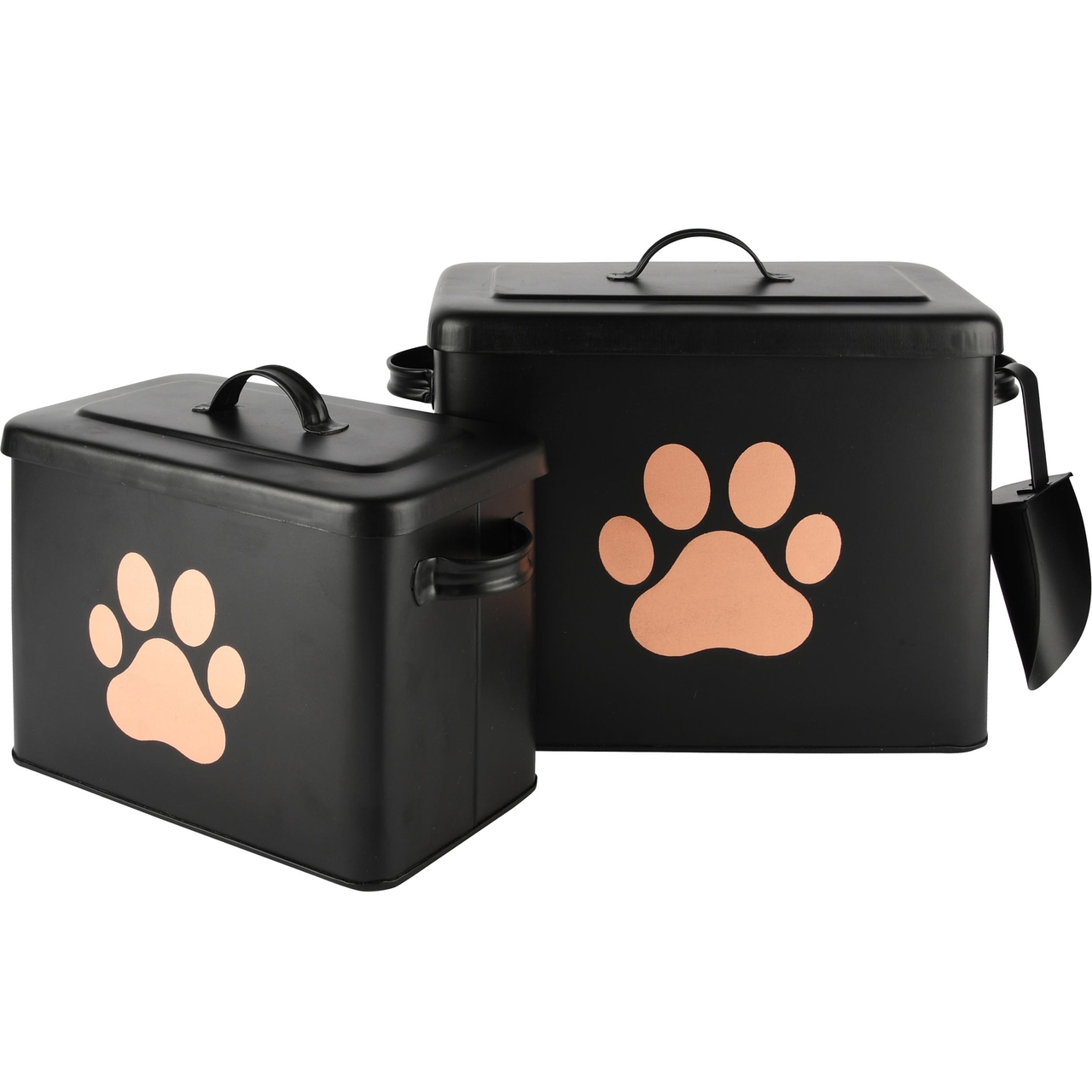 Dekoratief | Set 2 bewaardozen 'Paw', zwart, metaal, 24x14x17cm | A248224