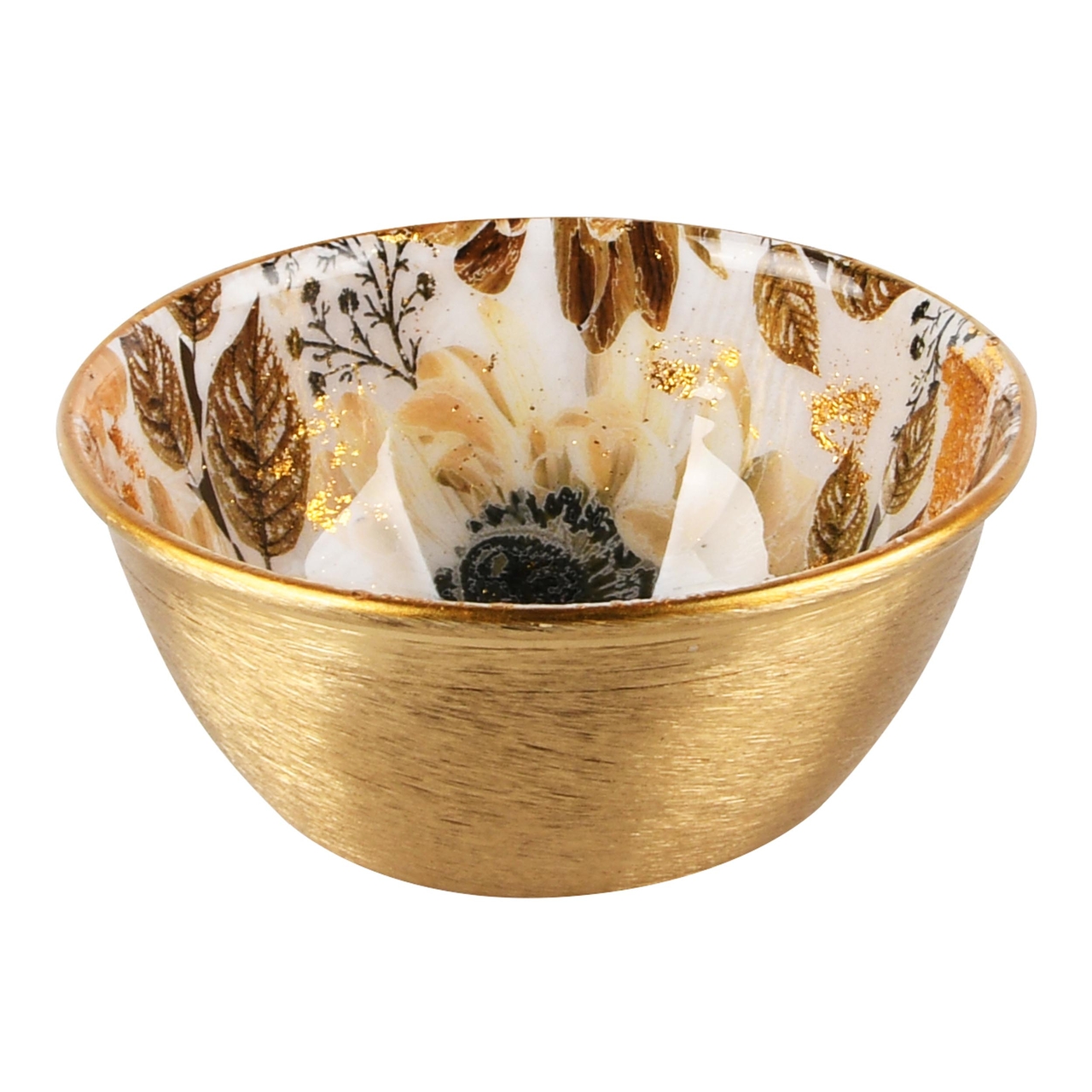 Dekoratief | Bowl 'Flowers Opulence', goud, metaal, 11x11x5cm | A248298