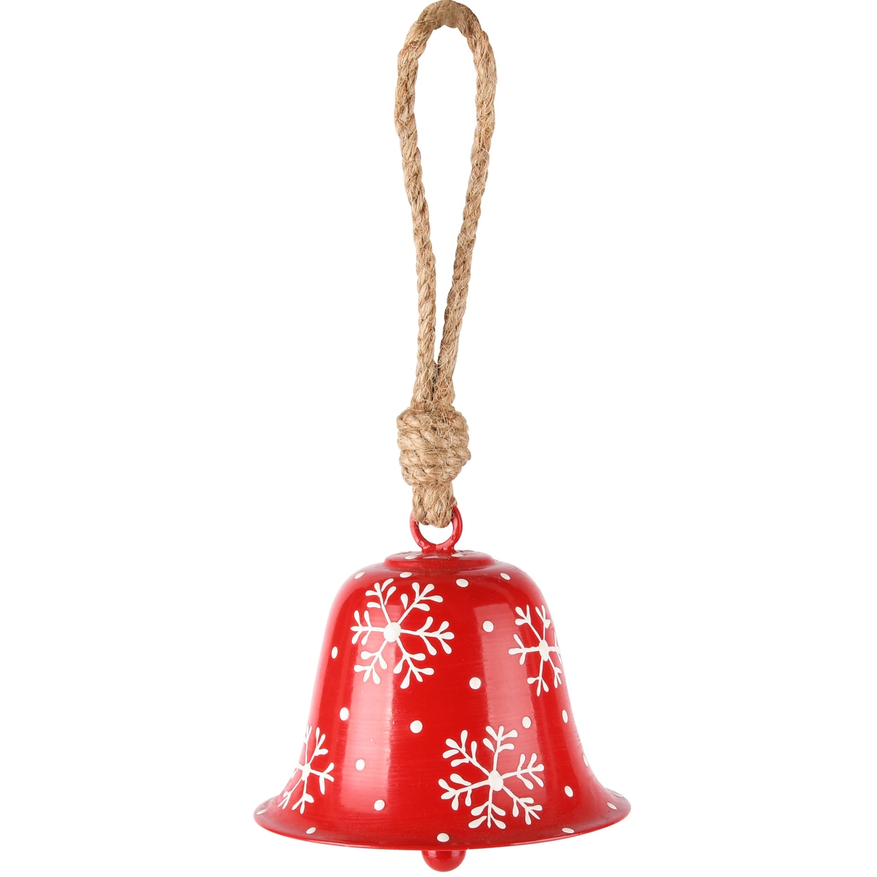 Dekoratief | Hanger bel 'Kerry Work', rood/wit, metaal, 8x8x7cm | A248463