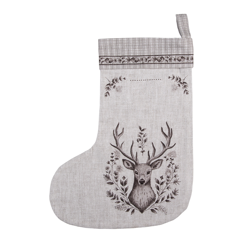 Clayre & Eef   | Kerstsok Decoratie Kerstsok Beige Bruin 30x1x40 cm | GTW203