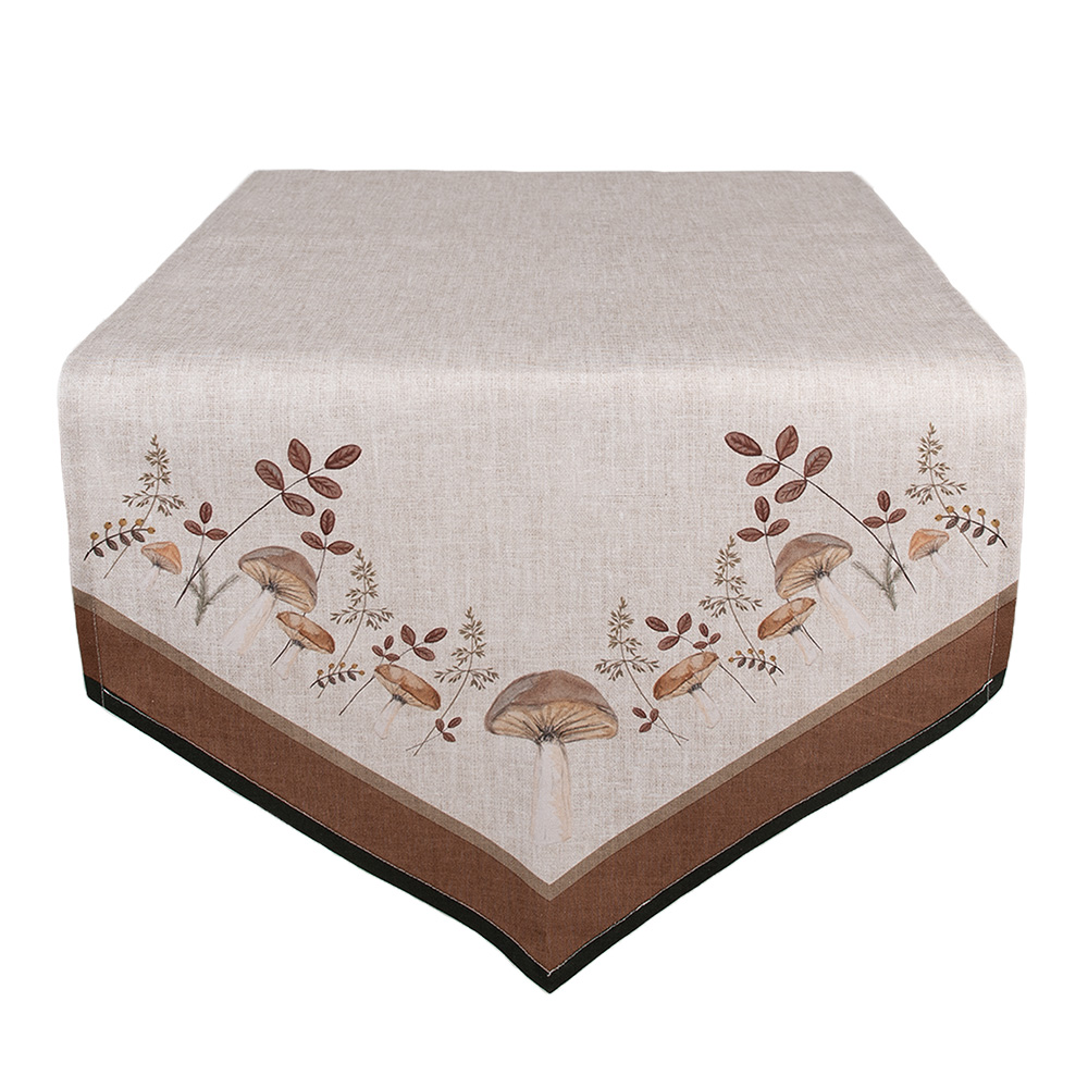 Clayre & Eef   | Tafelloper Beige Bruin 50x160 cm | LFJ65