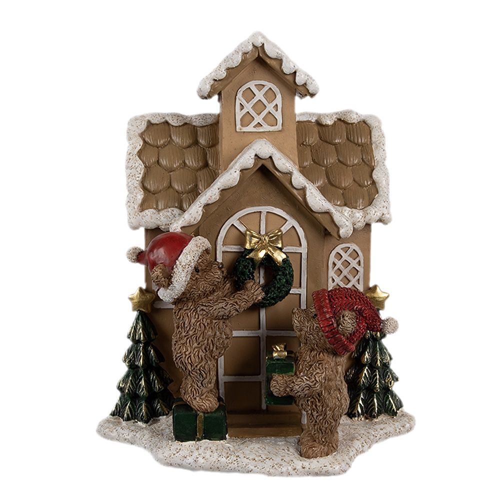 Clayre & Eef   | Decoratie Huis met LED Bruin 15x10x18 cm | 6PR4168