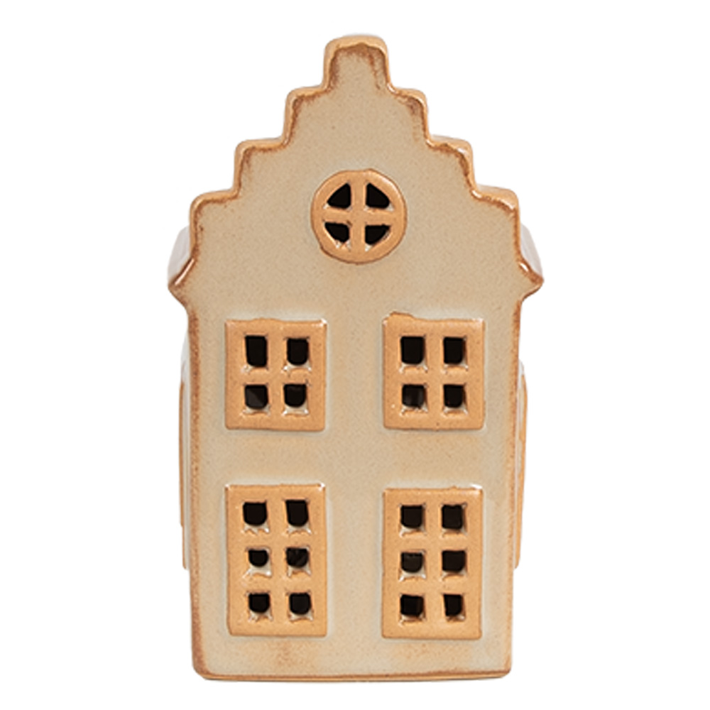 Clayre & Eef   | Decoratie Huisje met LED Beige 6x6x11 cm | 6CE1843