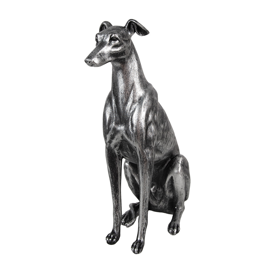 Clayre & Eef   | Decoratie Beeld Hond Zilverkleurig 20x10x30 cm | 6PR5068