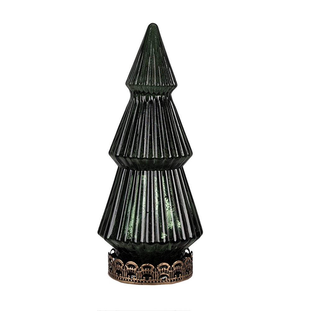 Clayre & Eef   | Kerstdecoratie Kerstboom met LED Groen ø 13x23 cm / 2xAAA | 6GL4573GR