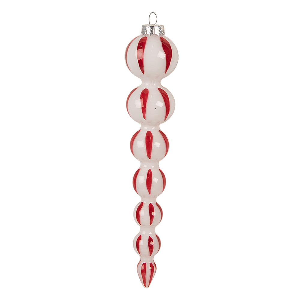 Clayre & Eef   | Kerstbal Wit Rood ø 3x18 cm | 6GL4614